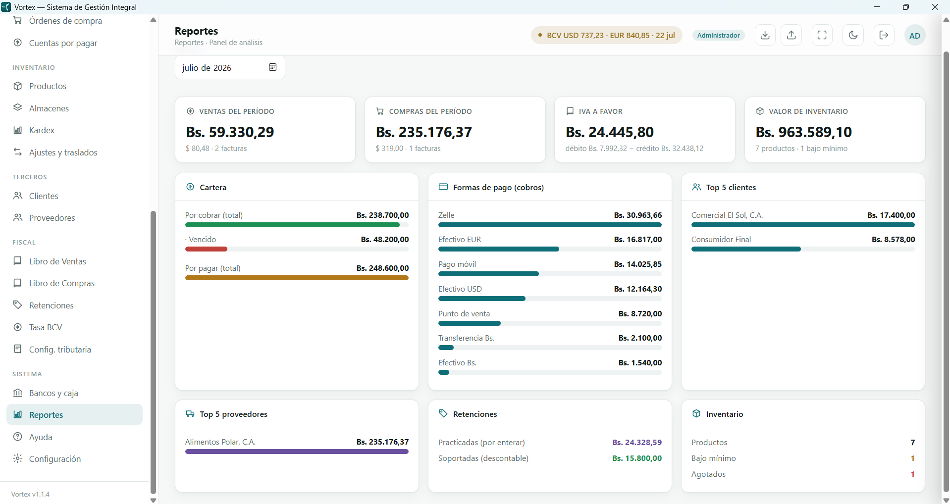 Módulo Sistema — Reportes